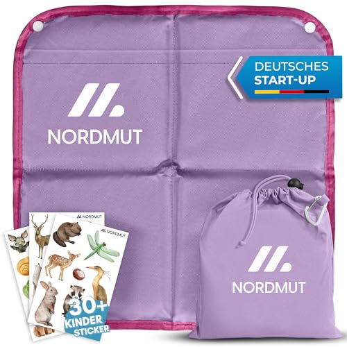 NORDMUT Coussin d'assise pour enfant avec protection fiable contre le froid et l'humidité - Coussin d'assise confortable pour enfants pliable - Ultra léger avec petite taille une fois replié