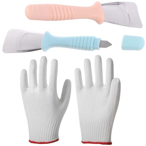 OIXEYA 2 Raschietto per Ghiaccio per Frigorifero, Pala da Cucina, sbrinatore freezer rapido, Paletta in Acciaio Inox, Multifunzione, Accessorio per Frigorifero,Viene Fornito con 1 Paio di Guanti