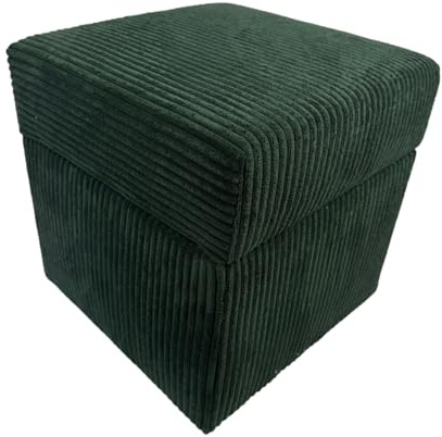 Max Mebels Cord-Hocker POSO 40x40 cm gepolstert quadratisch mit Stauraum – aufklappbarer Sitzhocker für Wohnzimmer – Dunkelgrün