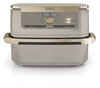 Ninja Foodi FlexDrawer Heißluftfritteuse, Dual Zone, Stone Gold AF500EUSD | verwandelt sich in MegaZone, 10,4 L, Dual Zone, mit wenig bis gar kein Öl, antihaftbeschichtete, spülmaschinenfeste Teile