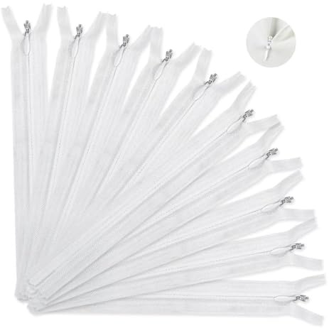 10 Pezzi Cerniera Lampo Invisibile 40 X 2.7 CM,Chiusure Lampo per Giubbotti,HMCEY Cerniere da Cucire per Borse Fai Da Te,Cerniera Vestiti per Cucito per Artigianato, Abbigliamento, Cuscini - Bianco