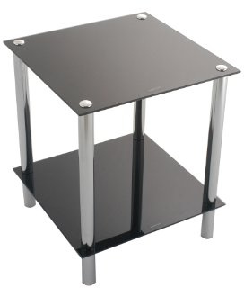 ASPECT Matrix 2-TierBlack Glass Shelving Rack/Side End table