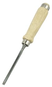 ULMIA Stechbeitel 6 mm Gesamtlänge 285 mm mit hellem Holzheft, zur Bearbeitung von Holz, 164-6