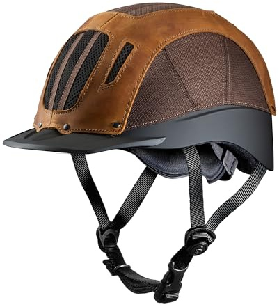 Troxel Sierra Rugged Horse Riding Helmet, Low-Profile, Self-Adjustable Design, Safety Horseback Riding Gear, Small (6-5/8 - 7), Brown