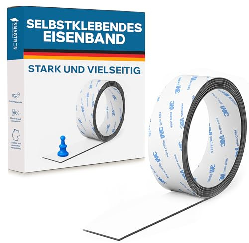 Smagtron Ferroband Eisenband - Selbstklebendes Eisenleiste, Eisenstreifen, Perfekt Für Magnete - Ideal für Büro und Bildungsprojekte – 5 M x 20mm x 0,6mm | Weiß Matt