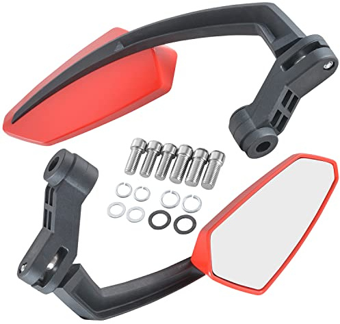 KATUR Specchi retrovisori Manubrio Moto Specchietto Laterale Rosso Specchio retrovisore per Motocicletta Bulloni filettati 8MM 10MM Supporti Regolabili per K awasaki S uzuki H Onda V ictory C Hopper