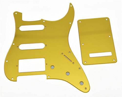 KAISH 11 Loch ST/Strat Style Pickguard HSS Pickguard mit ST Rückplatte Tremolo Trem Abdeckung für USA/Mexico Stratocaster/Strat Gold Mirror 1-lagig