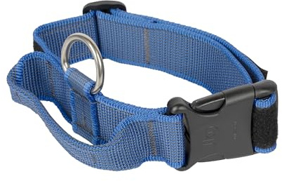 Collar Color & Gray con la manija, la cerradura de seguridad y el remiendo intercambiables, 40 mm (38-53 cm), Azul-Gris