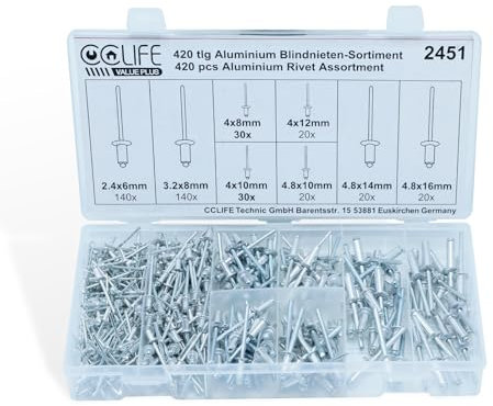CCLIFE 420 Set Rivetti Ciechi Assortimento Alluminio Rivetto 2,4 3,2 4 4,8