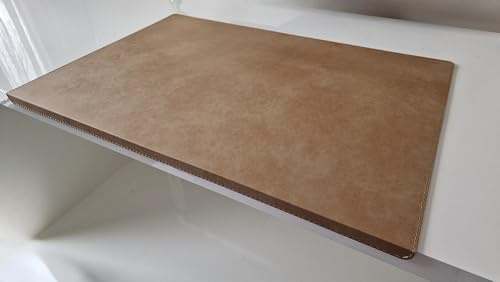 Gewinkelte Schreibtischunterlage mit Kantenschutz Nubuk Leder 70 x 47 Beige