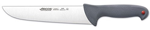 Arcos Serie Colour Prof - Caja 6 uds Cuchillo Carnicero - Hoja de Acero Inoxidable NITRUM de 250 mm - Mango de Polipropileno recubierto de Elastómero Color gris (6 UDS)