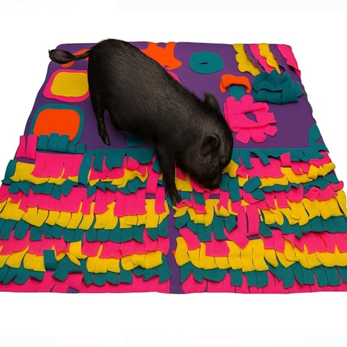 Piggy Poo and Crew Snuffle Mat for Dogs Puppies Pigs Rabbits Cats Small Animals Foraging Toy with Non-Skid Backing