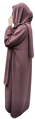 Yaqeen Abaya + attached Headscarf one Piece Prayer dress Jilbab Hijab Ideal for/Home/School/Travel/Mosque/Madrassa/Masjid/Ramadan/Eid