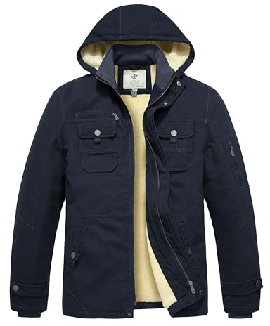 WenVen Cappotto Militare Uomo Invernale Caldo Antivento Esterno | Caldo, Fodera Spessa, Antivento, Imbottita, Isolante,Media Lunga,Cappuccio Rimovibile,Giacca Sportiva,Outdoor, Mezza Stagione