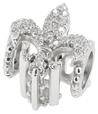 TALISMAN JEWELLERY Breloque en argent 925 et zircons blancs pour bracelet chaîne serpent - Fleur de lys (10 mm) (bracelet non inclus), Argent, Zircone cubique