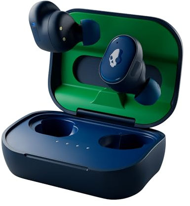 Skullcandy Grind Wireless Earbuds, Bluetooth Headphones, Up to 40 Hours Battery, Noise Isolating Fit, Microphone for iPhone Android, Customizable via Skull-iQ App - Dark Blue/Green
