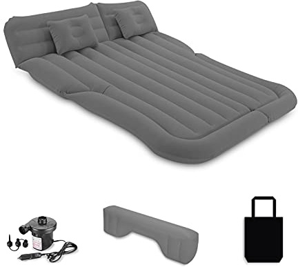 Ergocar Matelas Gonflable Voiture Arriere Multifonctionnel Pliant SUV MPV Matelas Pneumatique 2 Personnes Matelas Gonflable Electrique Pompe Camping Piscine Plage Voyages-Noir