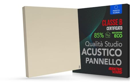 Addictive Sound Panneau Acoustique Mural Premium 50x50x6 cm - Absorbeur Acoustique Avec Tissu Acoustique 275 g/m2 - Panneaux Acoustiques - Plaque Acoustique - Decoration Murale - Beige