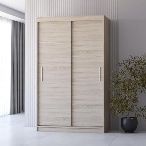 Fabryka Mebli Idźczak Kleiderschrank, Wohnzimmerschrank - Sonoma Schwebetürenschrank, Schlafzimmerschrank - ‎61 x 120 x 200 cm - Schrank für Schlafzimmer, Wohnzimmer, Garderobe, modern