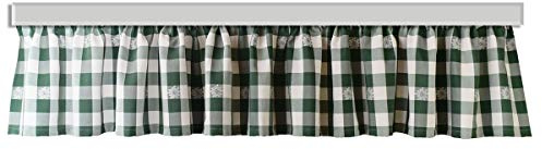 SeGaTeX home fashion Querbehang Karo Edelweiß Grün | Kurzgardine für den gemütlich-rustikalen Landhaus-Stil | hochwertiger Webstoff grün-weiß kariert mit Reihband | Höhe x Breite 32 x 400 cm