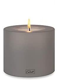 Qult FARLUCE Trend Colour • ∅ 8 cm • Teelichthalter in Kerzenform • Kerze • Kunststoffkerze in Kerzenoptik • Teelichtkerze mit Teelichteinsatz • inkl. 1 Teelicht (Ø 8 x h 9 cm, Steingrau)