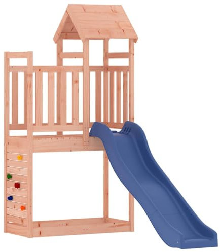 vidaXL Parque Infantil de Exterior Madera Maciza Douglas, Juego de Columpios de jardín, casa de Juegos con tobogán, Parque Infantil de Madera