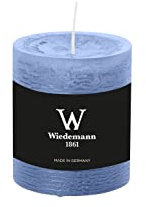 INNA-Glas Candela a Colonna Aurora, Grigio-Blu, 8 cm, Ø6,8 cm, 34h - Made in Germany - Candela votiva