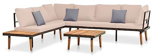 vidaXL 4-TLG. Garten-Lounge-Set mit Kissen Massivholz Akazie, Sofa Set, Gartenmöbel, Sofagarnitur Holz, Terrassenmöbel, Sofagarnitur Massivholz
