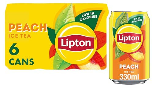 Lipton​ Peach Ice Tea Can 330 ml​ (Pack of 6), low calorie​ soft drink​, 100% black tea extract​