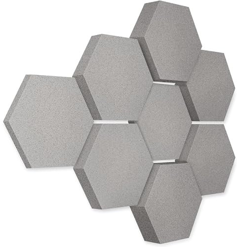 platino24 Akustikpaneele 8 Elemente Edition LOFT 3D I Ø 300mm Akustikplatten Schalldämmung Wand & Decke I Akustikschaum Schall-Absorber aus Basotect 30-70mm mit Akustikbeschichtung Farbe: Platinum