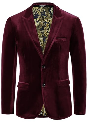 Mens Velvet Blazer Two Button Slim Fit Velvet Suit Tuxedo Jacket L Christmas Red 310-6