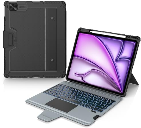 Nillkin Case with Keyboard for iPad Air 13 inch 2026 M3/M2 (2025/2024) iPad Pro 12.9 inch (6th, 5th, 4th, 3rd Generation) 180°Adjustatable Stand, Backlit Magic Keyboard with Trackpad, QWERTY Layout
