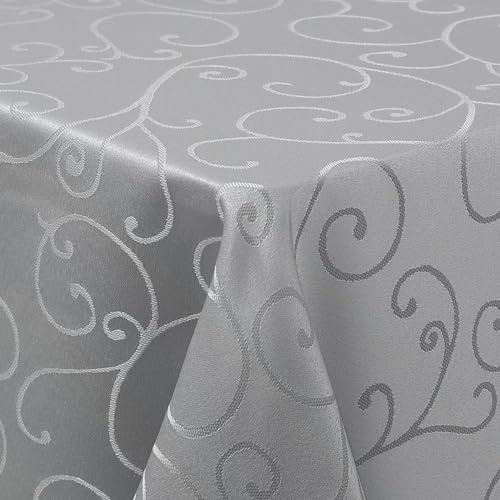 Homaxy Tischdecke Abwaschbar Jacquard Rechteckig 80x80cm, Grau | Damast Design, Schmutzabweisend, Dick & Langlebig, Pflegeleicht Maschinenwaschbar, Für Küche Party Garten