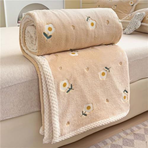 Highdi Couverture douillette et chaude pour enfant - Couverture polaire moelleuse et chaude - Pour enfant - Couvre-lit - 150 x 200 cm - Fleur jaune