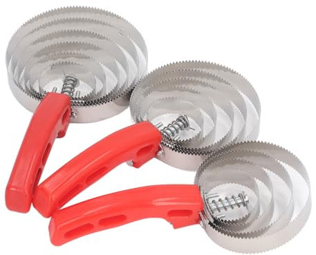Pferdestriegel aus Edelstahl, 3-teiliges Set, 4 Ringe, 5 Ringe, 6 Ringe, Doppelseitiges Pflegewerkzeug für Pferde, Rinder, Ziegen mit Soft-Touch-Griff, Zum Reinigen von Teppichen