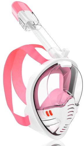 AKOFIC Masque de Plongée Intégral, Masque Plongée Adulte Enfant Snorkeling Adulte Vue Panoramique à 180 Degrés, Masque Tuba de Plongée Étanche Anti-Buée et Anti-Fuite et Design Pliable Unisexe