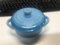 LOVECASA Set di 4 Mini Cocotte da 400 ml, Mini Casseruole in Porcellana con Coperchio, Ciotole da zuppa con Manici, Pirottini Monoporzioni, Adatti per Forno, Microonde e Lavastoviglie, Azzuro Graduale