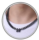 Kette Herren Halskette Kette mit Buchstaben Geschenke für Männer Junge | 6.5mm Silber Gold Schwarz Edelstahl Cuban Chain Edelstahlkette Geburtstage 18+2 Inches