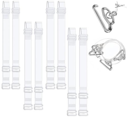 ZOPJUMA 5 Paia Spalline Trasparenti per Reggiseno Trasparente Cinturini per Reggiseno di Ricambio Trasparenti Morbidi Spalline Reggiseno