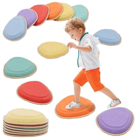 Kids Balance Stepping Stones 6PCS Stackable Balance Blocks Non-Slip Stepping Stone Toy Indoor Outdoor Play Equipment Balances Beam Game for Obstacle Course Sensory Play for Children and Toddlers