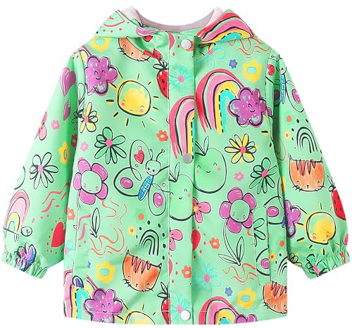 JinBei Cappotto Impermeabile per Bambini con Cappuccio Leggera, 2-10 Anni | Giacca Antipioggia, Sportiva Cappotti Antivento, con Fodera Morbida Ragazzi Ragazze per Scuola, Viaggi, Primavera, Autunno