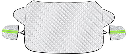 Yukiyi Universal Car Windscreen Cover, Frost, Snow, Ice, Sun, UV, Dust Resistant, Aluminium & Polyester, 147 x 100 cm, Silver, Hook and Loop Closure