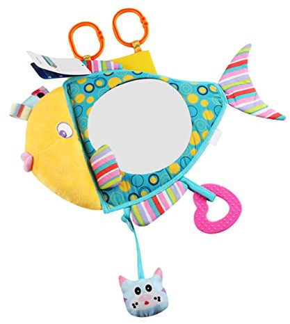 BRIGHTFUFU üsch Fisch Spiegelspielzeug Für Babys Kreatives Babyspielzeug Mit Spiegel Für Neugeborene Weiches Und Sicheres Material Ideales Zur Der Visuellen Und