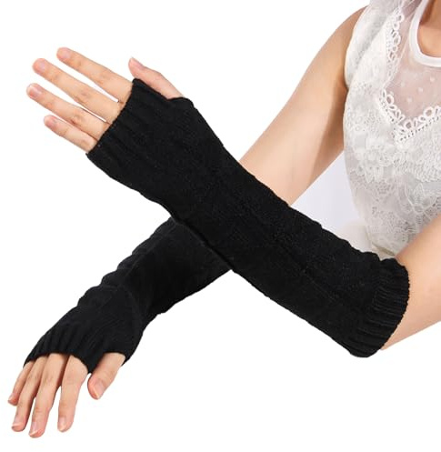 AYNKH 1 Paar Armstulpen Damen, Fingerlose Handstulpen, Pulswärmer, Lange Fingerlose Handwärmer, Herbst Winter Gestrickte Armstulpen, Mode-Armstulpen Einzeln, Frauengeschenk