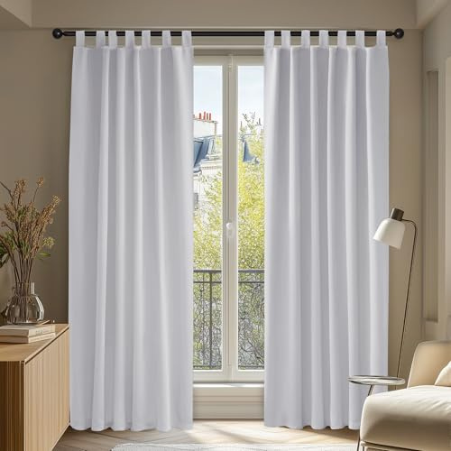 Deconovo Tende Oscuranti per Interni 2 Pezzi 140x290 CM, Tende Camera da Letto Moderne Termiche Isolanti per Casa, con Passanti, Bianco Sporco
