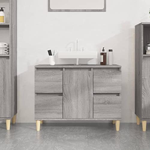 Gecheer Mobile Lavabo Grigio Sonoma 80x33x60 cm in Legno Multistrato