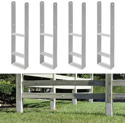 Jiubiaz 4er Set H-Pfostenanker 121 x600 mm – H-Pfostenhalter für Zaun- und Holzpfosten, Robuste H-Anker für Gartenzaun, Carport, Pavillon und Holzbauprojekte