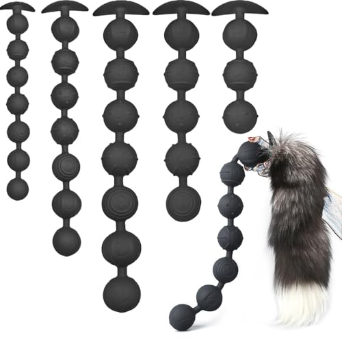 Leyuye Foxtail Analplugs Anal Toys Silikon Analkugeln Weich Flexibel Anal Plug Analkette mit 3/5/7 Anal Beads für Eine Sexuelle Stimulation Butt Plug SM Sexspielzeug für Männer Frauen (5 Kugeln, L)