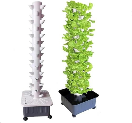 RRrawgff Torre idroponica da 15 Piani e 45 Fori, Sistema di Coltivazione acquaponica, Kit di Coltivazione aeroponica Garden Tower per Frutta e Verdura con Pompa idratante, Adattatore, vasi a Rete-//