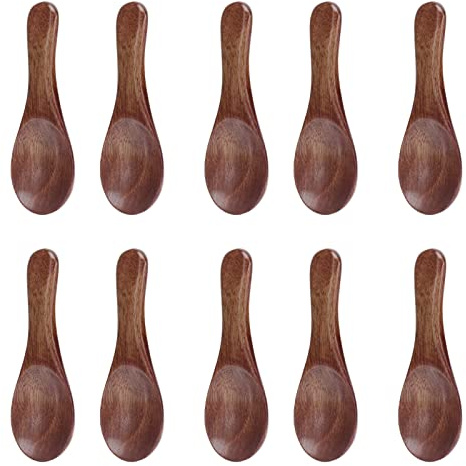 Wooden Spoons, Honey Spoon Cooking Condiments Spoons 10pcs Coffee Spoons Spoon Tea Spoons Mini Wooden Spoons for Kitchen Seasoning Oil Coffee Tea Sugar